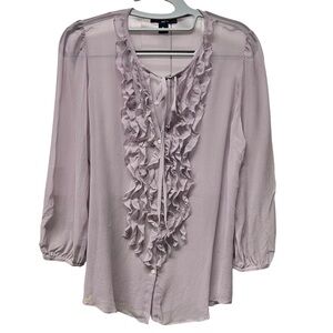 GAP Mauve Silk Chiffon Ruffled Blouse M